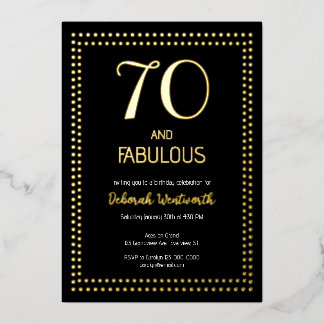 70 und Fabelhaft Elegante Sechzigste Geburtstagsfe Folieneinladung