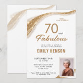 70 und Fabelhaft Glitter 70. Geburtstag Einladung (Vorne/Hinten)