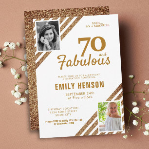 70 und Fabelhaft Gold Glitter 2 Foto 70. Geburtsta Einladung