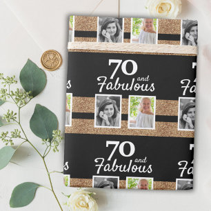 70 und Fabelhaft Gold Glitter 2 Foto 70. Geburtsta Geschenkpapier