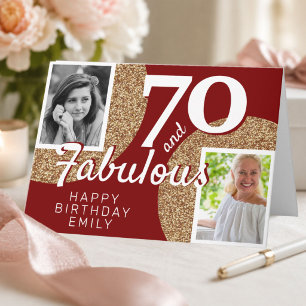 70 und Fabelhaft Gold Glitter 2 Foto 70. Geburtsta Karte