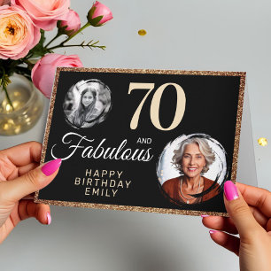 70 und Fabelhaft Gold Glitter 2 Foto 70. Geburtsta Karte