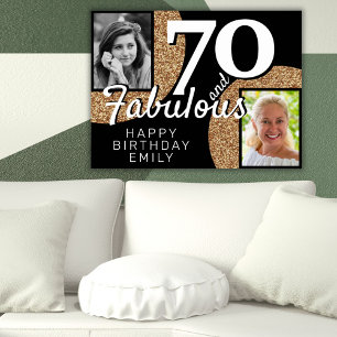 70 und Fabelhaft Gold Glitter 2 Foto Geburtstag Poster