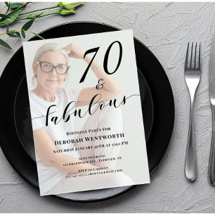 70 und Fabelhaft Sechzigster Geburtstag Foto Skrip Einladung
