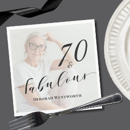 70 und Fabelhaft Siebzig Geburtstagsskript Foto Serviette