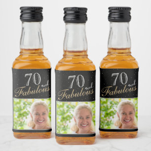 70 und fabelhafte Elegant Black Foto 70. Geburtsta Alkoholflaschenetikett