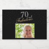 70 und fabelhafte Elegant Black Foto 70. Geburtsta Alkoholflaschenetikett (Einzelnes Label)