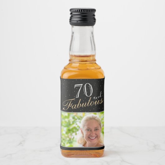 70 und fabelhafte Elegant Black Foto 70. Geburtsta Alkoholflaschenetikett (Vorderseite)