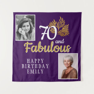 70 und fabelhafte Gold Foliage 2 Foto Geburtstag Wandteppich