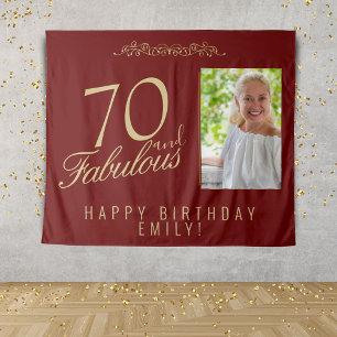 70 und fabelhafte Ornament Geburtstag Foto Hinterg Wandteppich