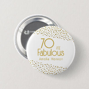 70 und fabelhafter Gold Glitzer 70. Geburtstag Button