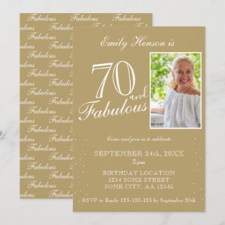 70 und fabelhaftes Elegant Foto Geburtstag Einladung