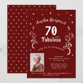 70 und fabelhaftes Foliage Red 70. Geburtstags-Fot Einladung