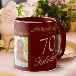 70 und fabelhaftes Rotes Ornament 70. Geburtstag F Tasse