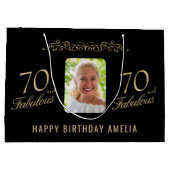 70. und fabelhaftes Schwarzes Ornament 70. Geburts Große Geschenktüte (Rückseite)