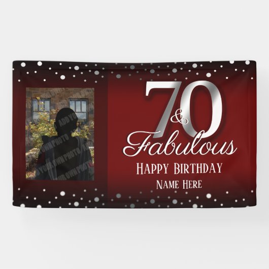 70 und Fabulous Birthday Confetti Foto Banner (Horizontal)