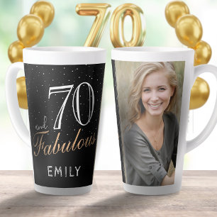 70 und Fabulous Elegant Black 70. Geburtstag Foto Milchtasse