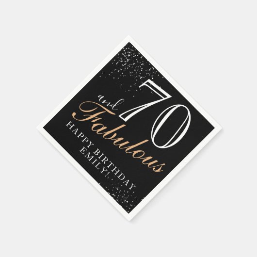 70 und fabulous Elegant Black Script 70. Geburtsta Serviette (Ecke)