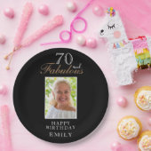 70 und fabulous Elegant Script Foto 70. Geburtstag Pappteller (Party)