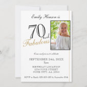 70 und Fabulous Elegant Script Foto Geburtstag Einladung (Vorderseite)