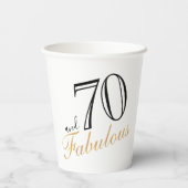 70 und Fabulous Elegant White Script Geburtstag Pappbecher (Rückseite)