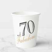 70 und Fabulous Elegant White Script Geburtstag Pappbecher (Vorderseite)