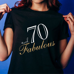 70 und Fabulous Elegant White Script Geburtstag T-Shirt