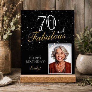 70 und Fabulous Elegante schwarze Geburtstagsfoto Acrylschild