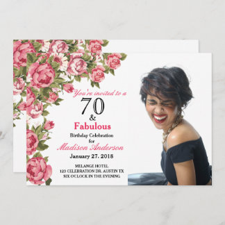 70 und Fabulous Floral | Einladungen zum 70. Gebur