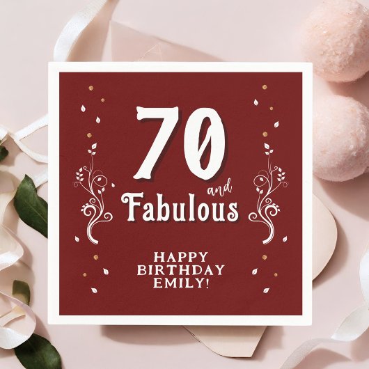 70 und Fabulous Foliage Red 70. Geburtstag Serviette