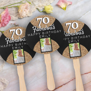 70 und fabulous Gold Glitzer 2 Foto 70. Geburtstag Fächer