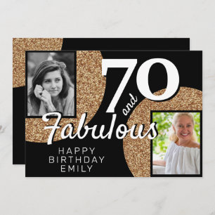 70 und fabulous Gold Glitzer 2 Foto 70. Geburtstag Karte