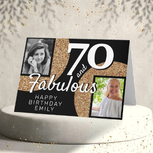 70 und fabulous Gold Glitzer 2 Foto 70. Geburtstag Karte