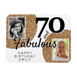 70 und fabulous Gold Glitzer 2 Foto 70. Geburtstag Magnet