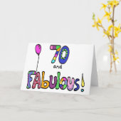 70 und Fabulous, Happy 70. Geburtstag, Ballon Karte (Gelbe Blume)