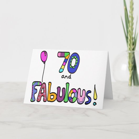 70 und Fabulous, Happy 70. Geburtstag, Ballon Karte (Vorderseite)