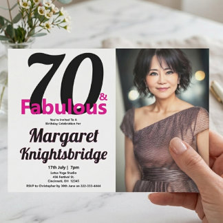 70 und Fantastisch Foto Rosa 70. Geburtstagsfeier Einladung