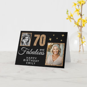 70 und Fantastisch Gold Glitter 2 Foto 70. Geburts Karte