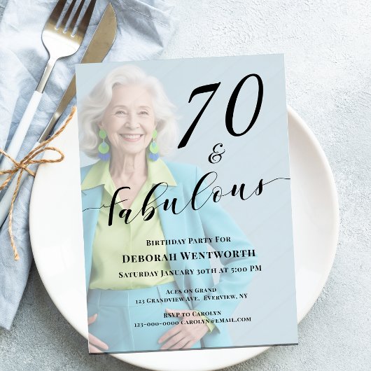 70 und Fantastisch Sechzigster Geburtstag Foto Scr Einladung
