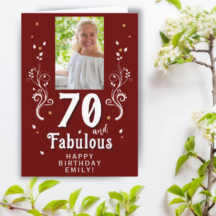 70 und fantastisches Laub Rot 70. Geburtstagsfoto Karte