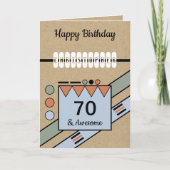 70 und phantastisch grün blau 70. rustikale Geburt Karte (Vorderseite)