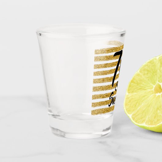 70 und Sassy Gold Imitate Glitzer Stripe Custom Schnapsglas (Links)