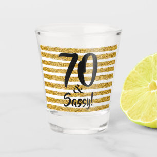 70 und Sassy Gold Imitate Glitzer Stripe Custom Schnapsglas