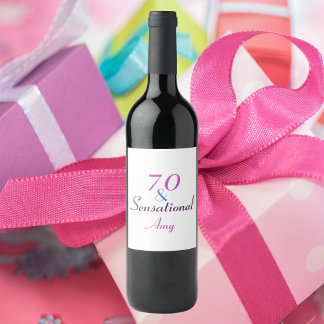 70. und Sensational 70. Geburtstag pink personalis Weinetikett