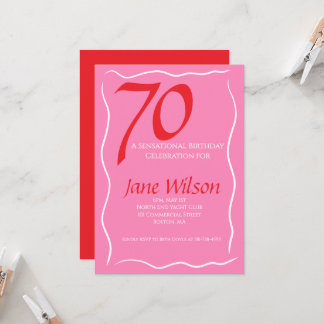 70 und sensationell Pink und Safran Geburtstag Einladung