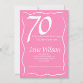 70 und sensationell pinker Geburtstag Einladung (Vorderseite)