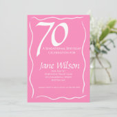70 und sensationell pinker Geburtstag Einladung (Stehend Vorderseite)