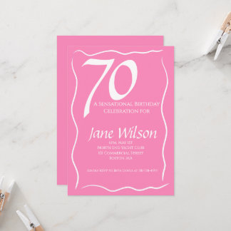 70 und sensationell pinker Geburtstag Einladung