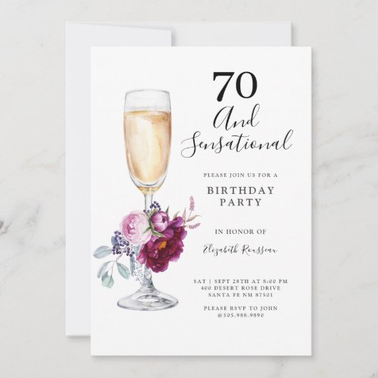 70 und sensationelle Geburtstagsparty Einladung (Vorderseite)