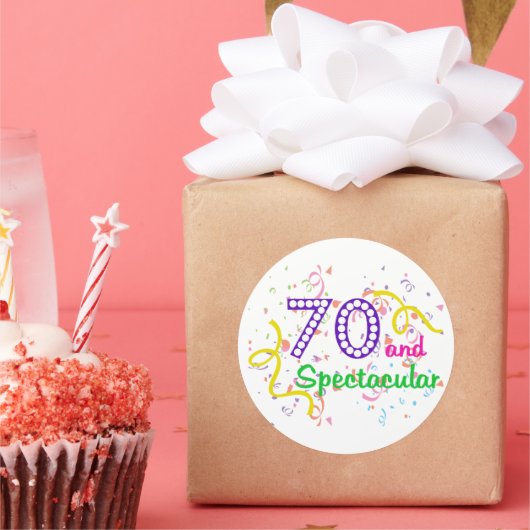 70 und spektakulär runder aufkleber (Party)